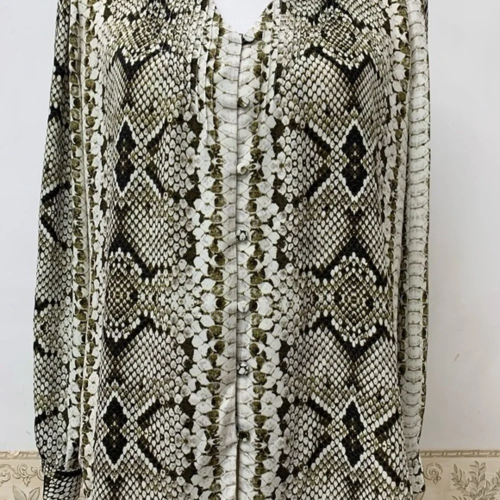 J. Crew Drapey Tie-Neck Top in Snakeskin Print